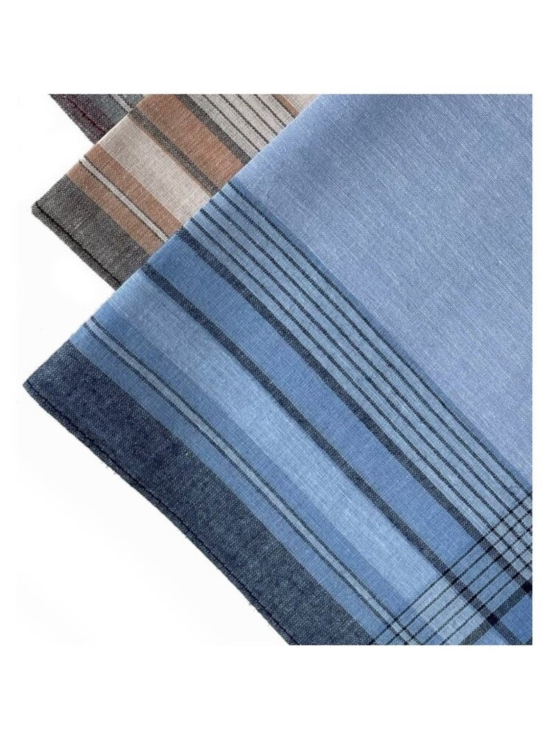 Lot de 12 mouchoirs Homme MATHIEU 40x40cm 100% coton Bleu - Kiabi