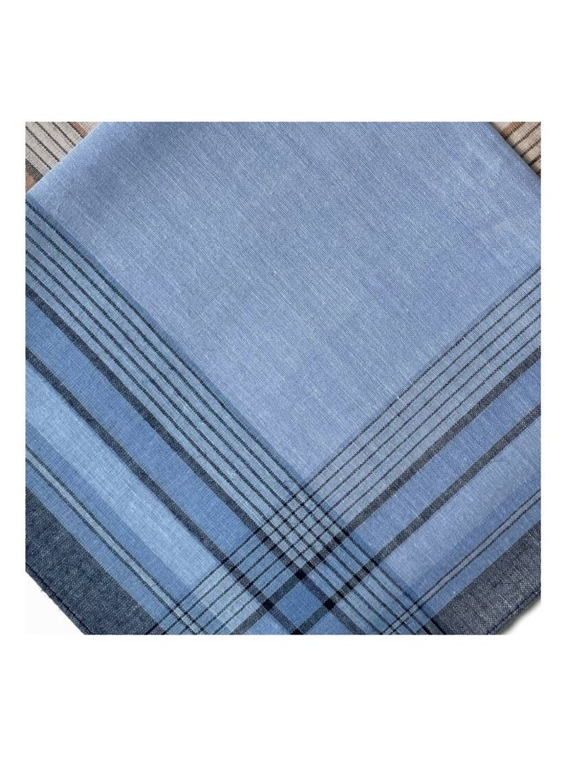 Lot de 12 mouchoirs Homme MATHIEU 40x40cm 100% coton Bleu - Kiabi