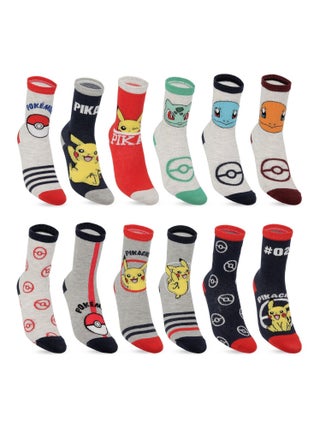 Lot de 12 paires de chaussettes garçon Pokemon