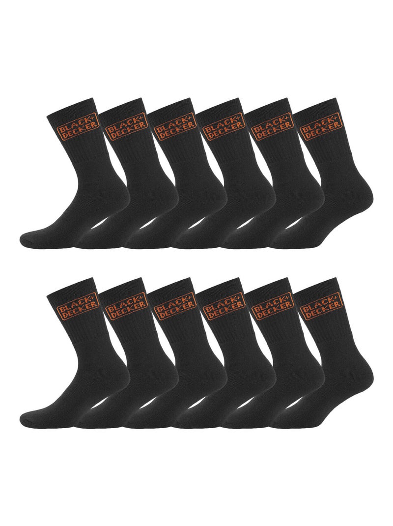 Lot de 12 paires de chaussettes haute de travail Tekl Black & Decker Noir Orange clair - Kiabi