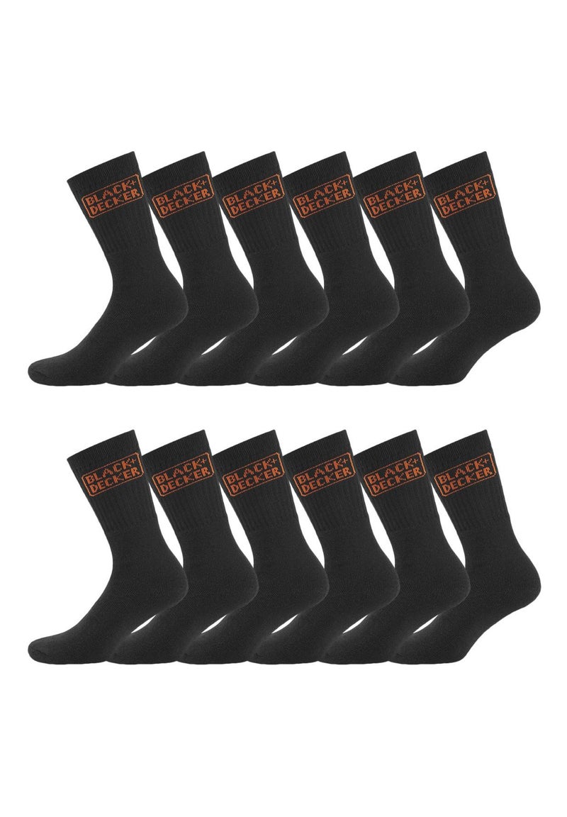 Lot de 12 Paires de Chaussettes hautes de travail TEK Black & Decker Noir - Kiabi