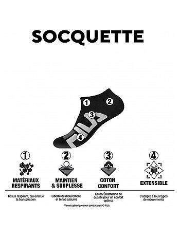Lot de 12 Paires de Chaussettes socquettes homme Fila