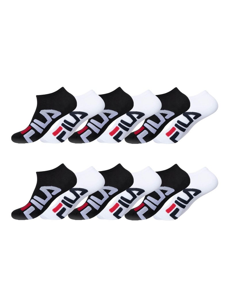 Lot de 12 Paires de Chaussettes socquettes homme Fila Noir Blanc - Kiabi