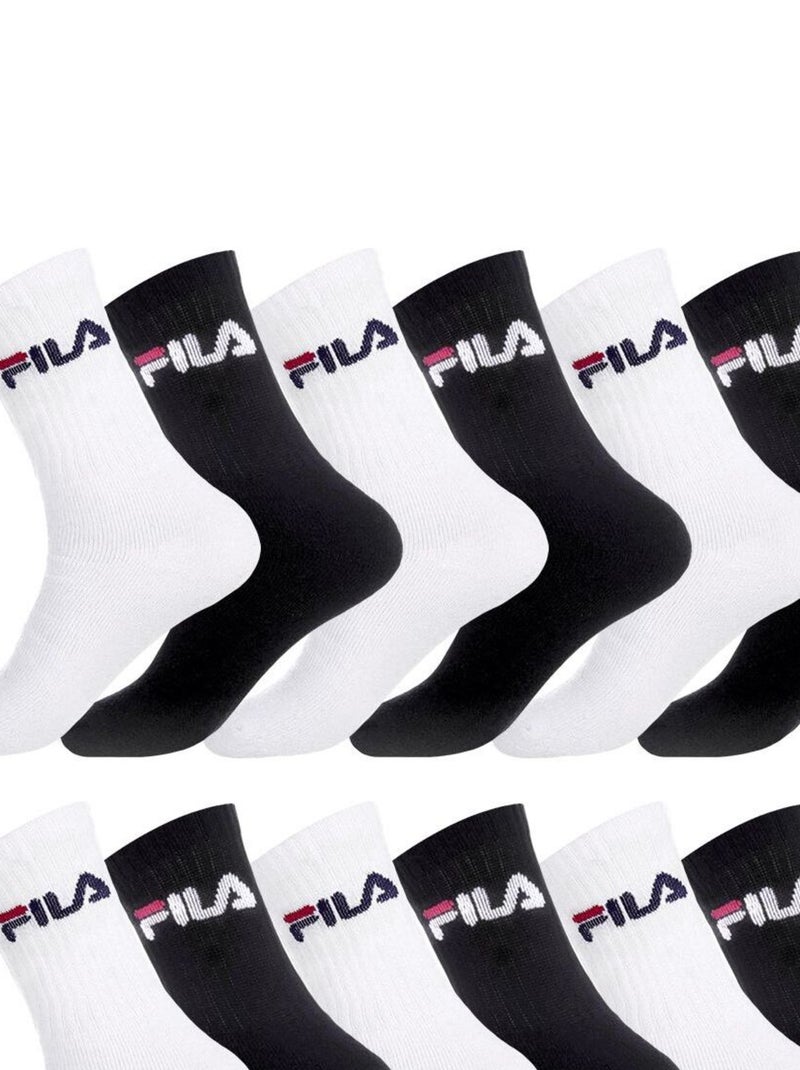 Lot de 12 Paires de Chaussettes Tennis homme Fila Noir Blanc - Kiabi