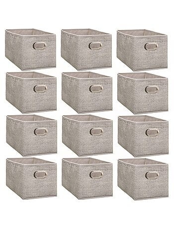 Lot de 12 paniers de rangement en tissu avec poignée MIX'N MODUL