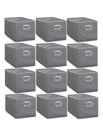 Lot de 12 paniers de rangement en tissu avec poignée MIX'N MODUL