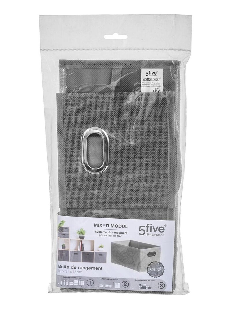 Lot de 12 paniers de rangement en tissu avec poignée MIX'N MODUL Gris - Kiabi