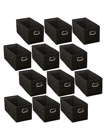 Lot de 12 paniers de rangement en tissu avec poignée MIX'N MODUL