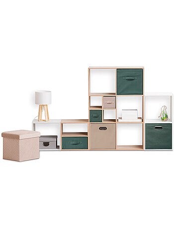 Lot de 12 paniers de rangement en tissu avec poignée MIX'N MODUL
