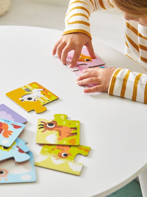 Lot de 12 petits puzzles Parents et bébés animaux - Kiabi