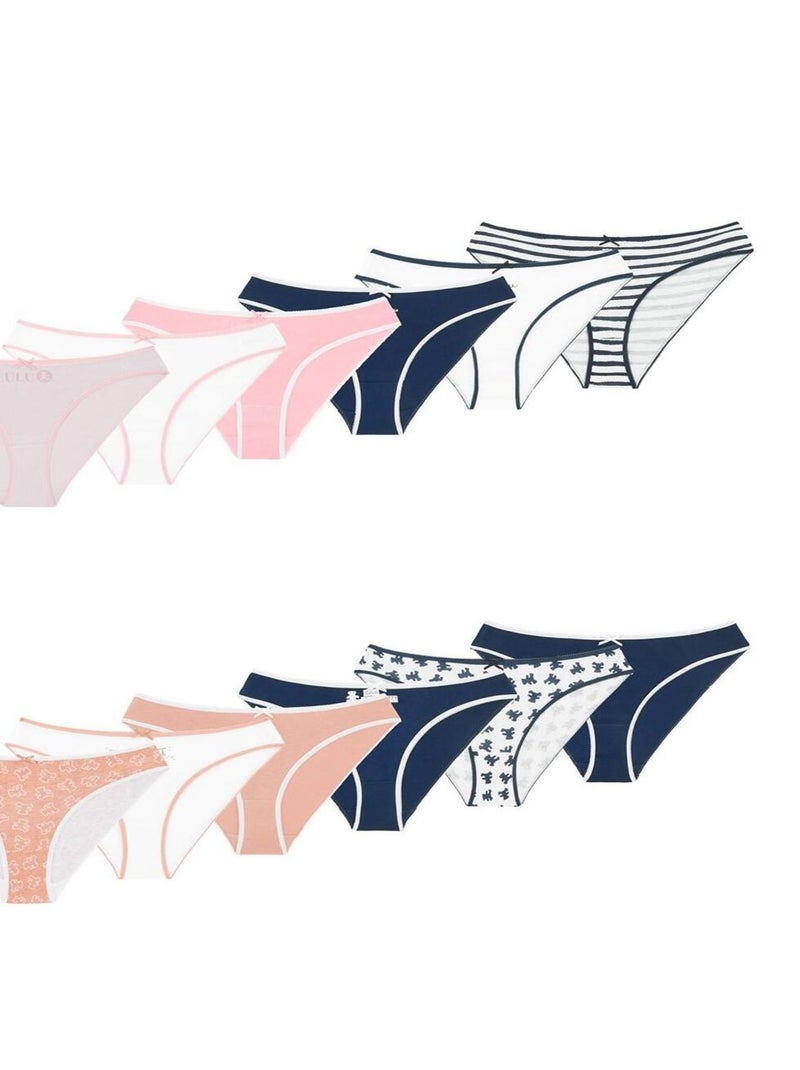 Lot de 12 slips fille en coton Lulucastagnette Blanc - Kiabi