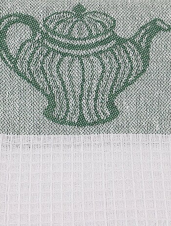 Lot de 12 torchons coton nid d'abeille jacquard REBECCA