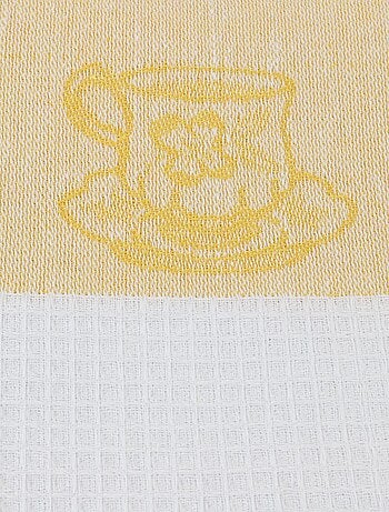 Lot de 12 torchons coton nid d'abeille jacquard REBECCA