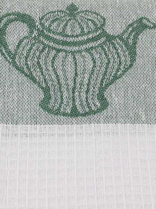 Lot de 12 torchons coton nid d'abeille  jacquard REBECCA - Kiabi