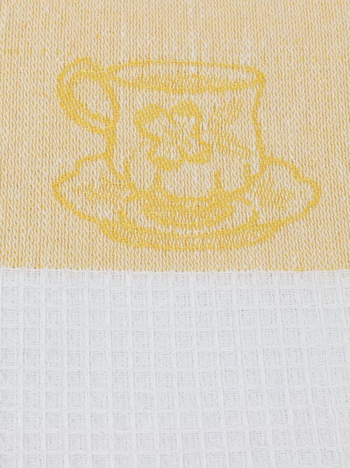 Lot de 12 torchons coton nid d'abeille  jacquard REBECCA - Kiabi
