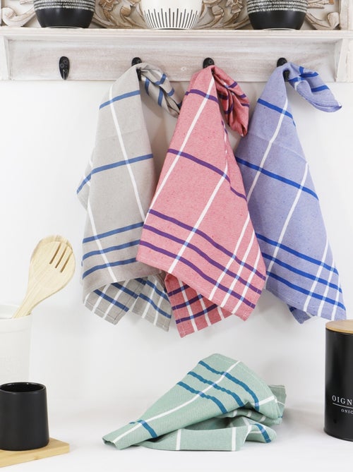 Lot de 12 torchons de cuisine coton tissé teint jacquard MELINA - Kiabi