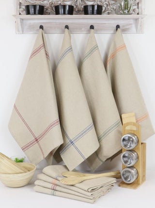 Lot de 12 torchons de cuisine pur Lin NORMANDIE