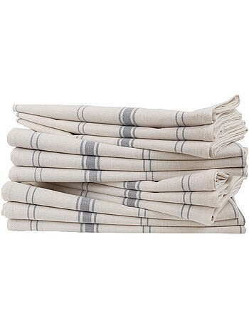 Lot de 12 torchons métis lin-coton BRASSERIE