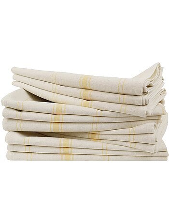 Lot de 12 torchons métis lin-coton BRASSERIE
