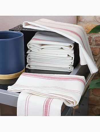 Lot de 12 torchons métis lin-coton BRASSERIE