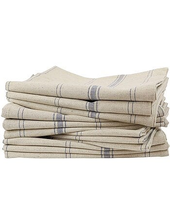 Lot de 12 torchons métis lin coton naturel BRASSERIE