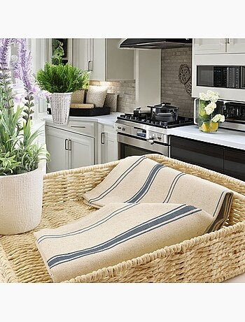 Lot de 12 torchons métis lin coton naturel BRASSERIE