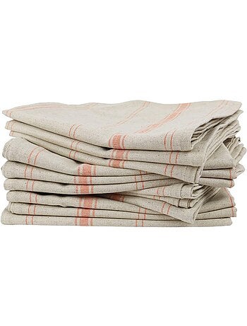 Lot de 12 torchons métis lin coton naturel BRASSERIE