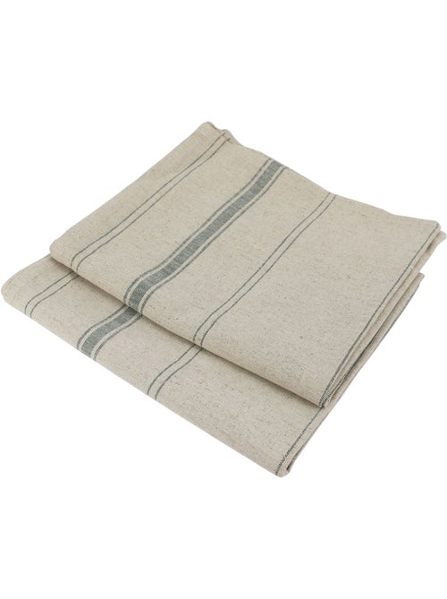 Lot de 12 torchons métis lin coton naturel BRASSERIE - Kiabi