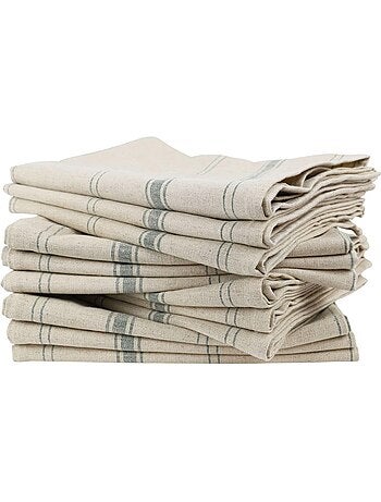 Lot de 12 torchons métis lin coton naturel BRASSERIE