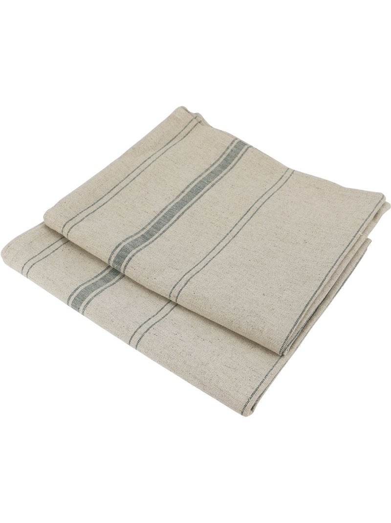 Lot de 12 torchons métis lin coton naturel BRASSERIE Vert - Kiabi
