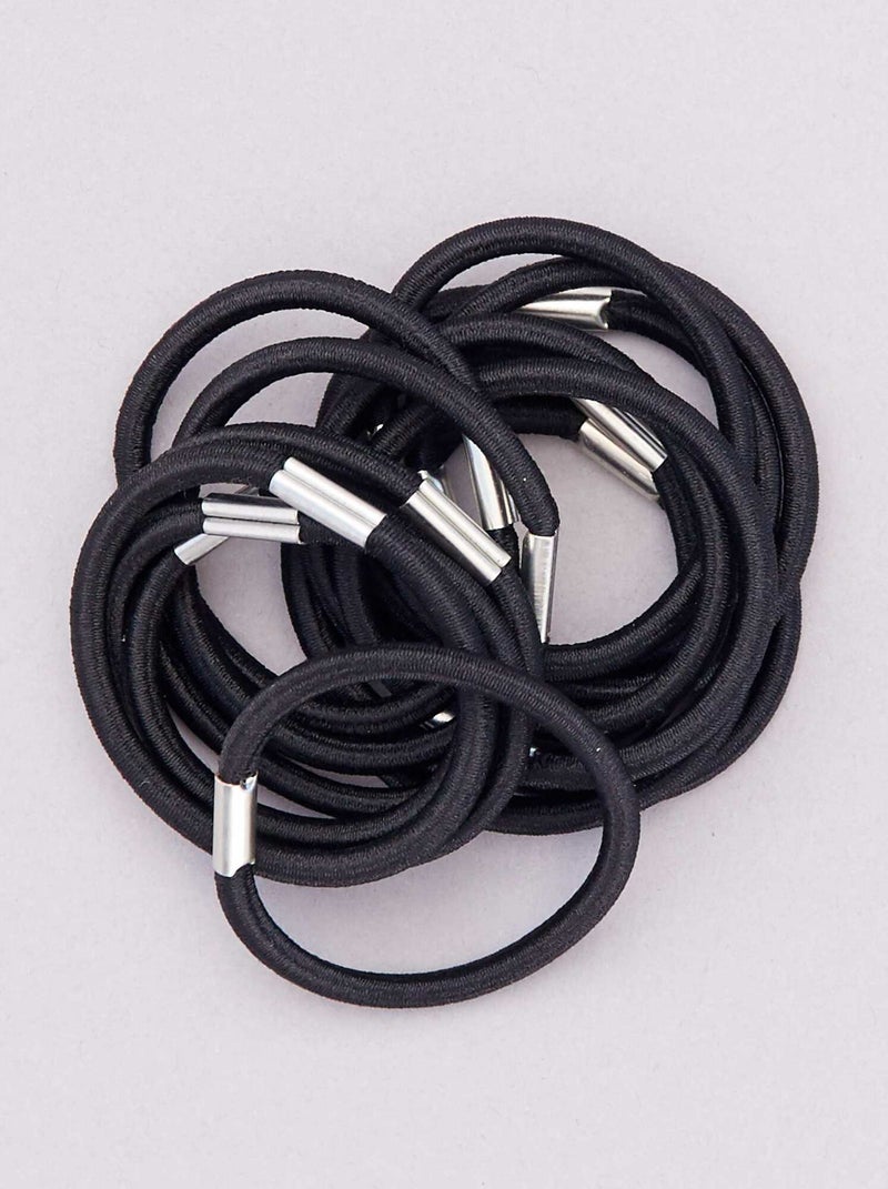 Lot de 15 élastiques unis noir - Kiabi