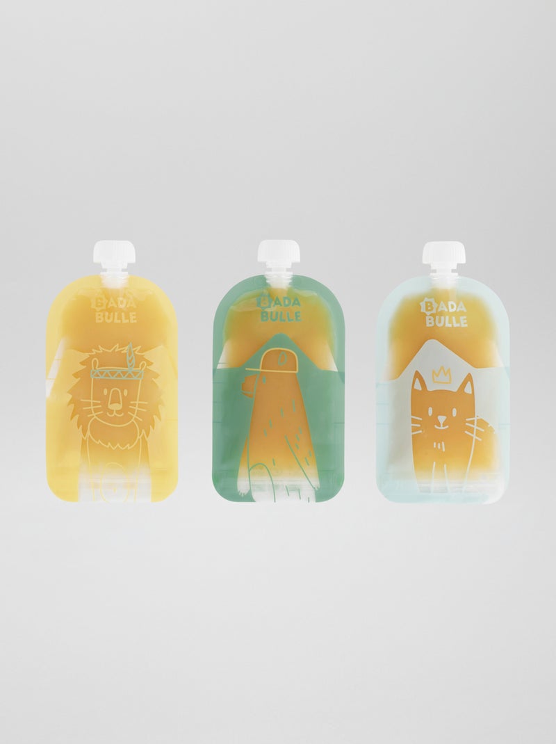 Lot de 15 gourdes réutilisable 'Badabulle' Vert/jaune/bleu - Kiabi
