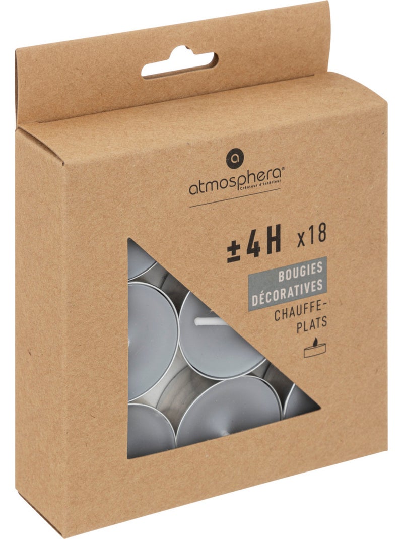 Lot de 18 bougies chauffe-plats HUGO Gris clair - Kiabi
