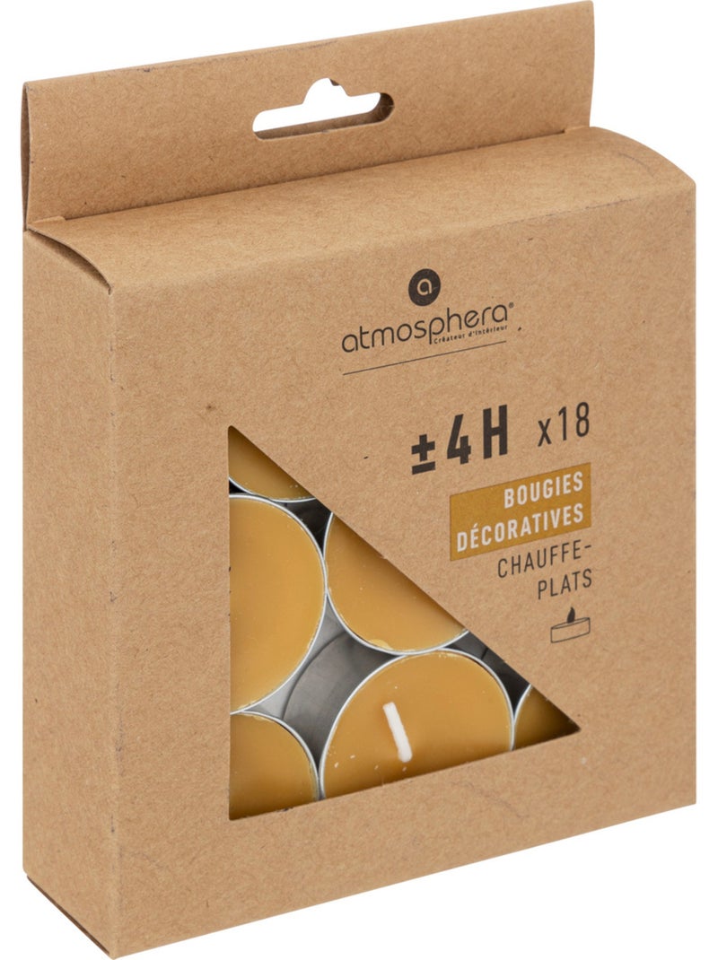 Lot de 18 bougies chauffe-plats HUGO Moutarde - Kiabi