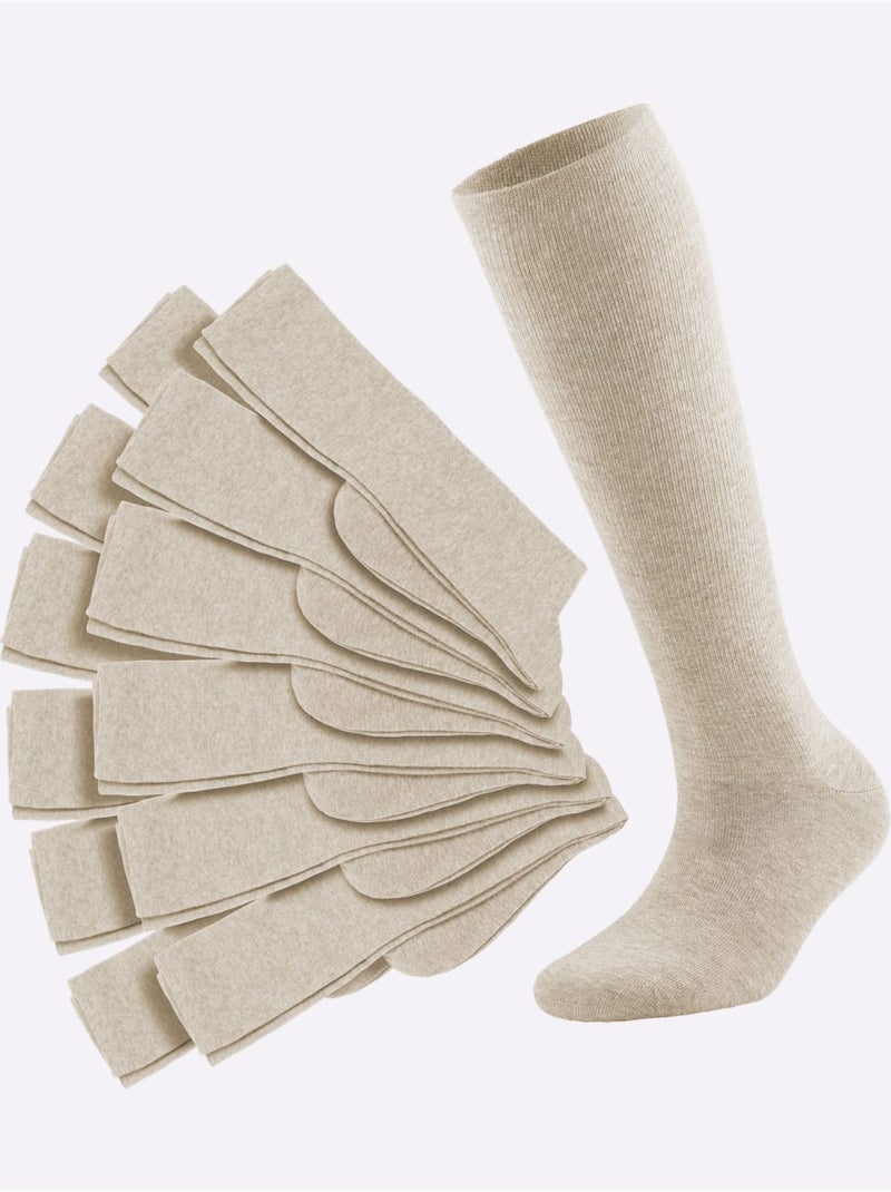 Lot de 2  - Bas De Maintien Hauteur Du Genou 60% Coton - Taille Standard - Witt Beige - Kiabi