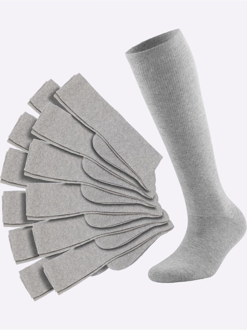 Lot de 2  - Bas De Maintien Hauteur Du Genou 60% Coton - Taille Standard - Witt Gris chiné - Kiabi