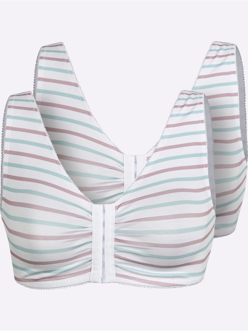 Lot de 2  - Bustier Jersey Fin - Taille Standard - Witt Blanc Mauve - Kiabi