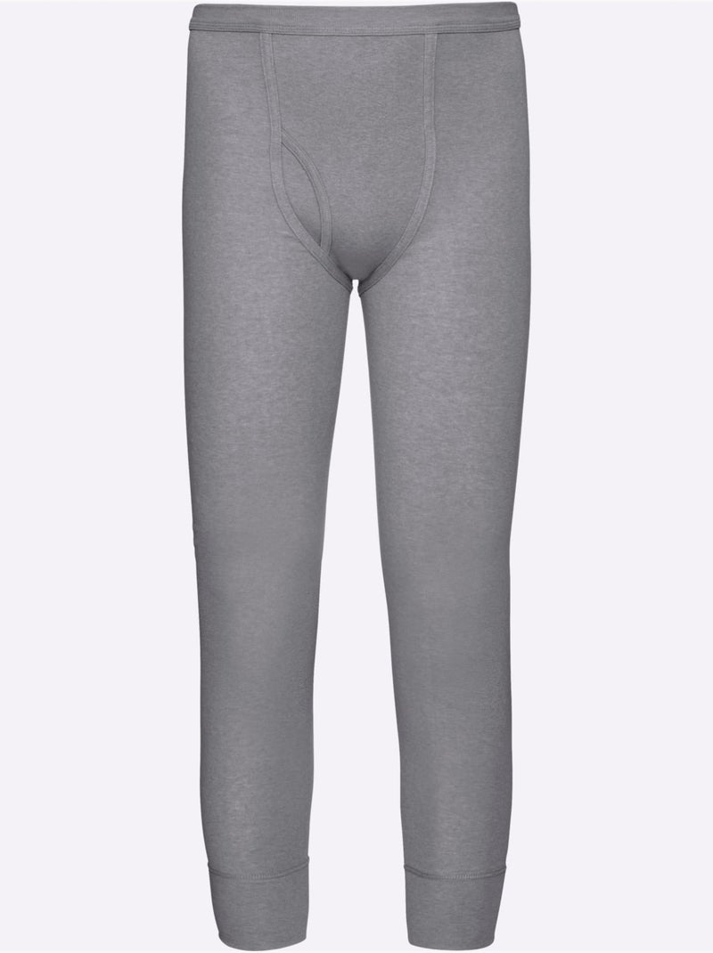 Lot de 2  - caleçons long pour homme, long côtes fines - witt Gris chiné - Kiabi