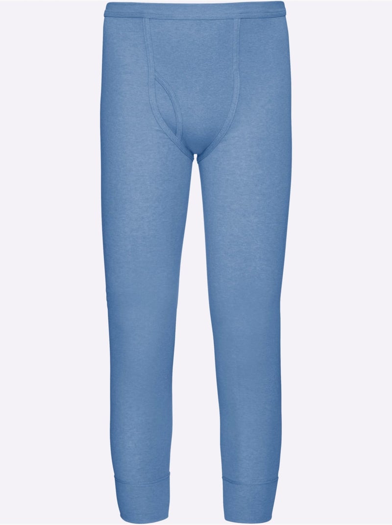 Lot de 2  - caleçons long pour homme, long côtes fines - witt Noir Bleu ciel - Kiabi