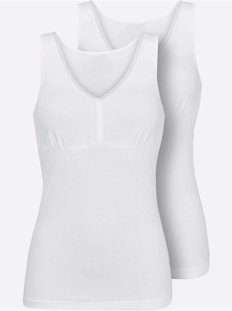 Lot de 2  - Caraco Jersey Fin - Taille Standard - Witt Blanc - Kiabi