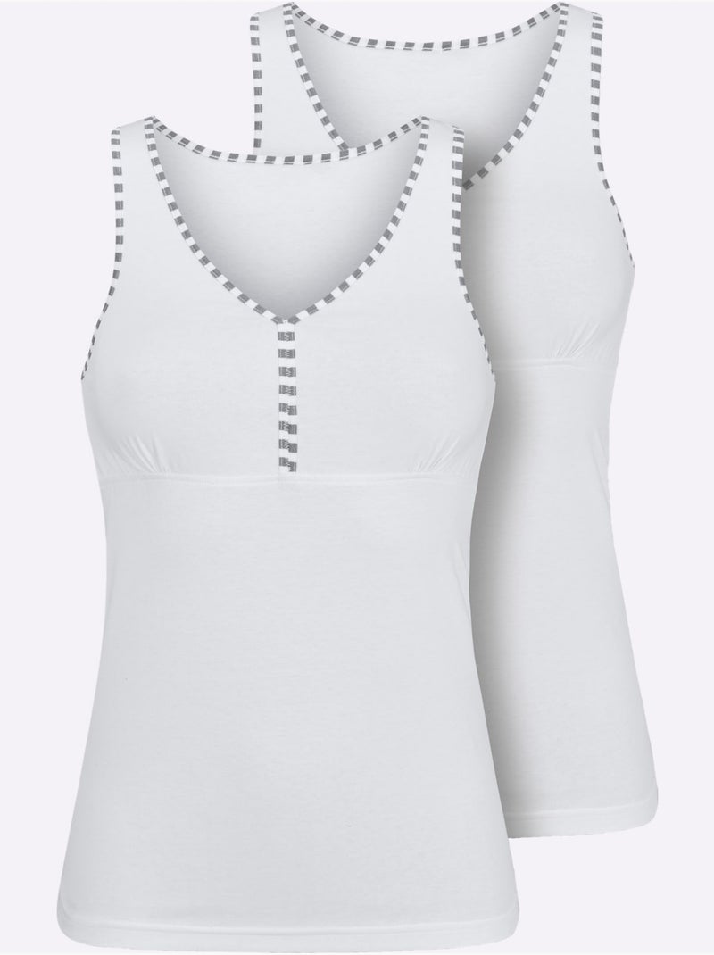 Lot de 2  - Caraco Jersey Fin - Taille Standard - Witt Blanc - Kiabi