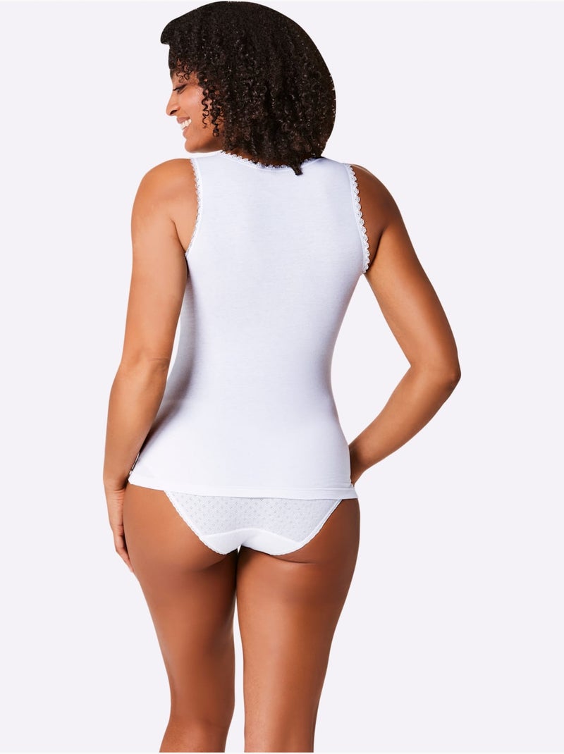 Lot de 2  - Caraco Jersey Fin - Taille Standard - Witt Blanc - Kiabi