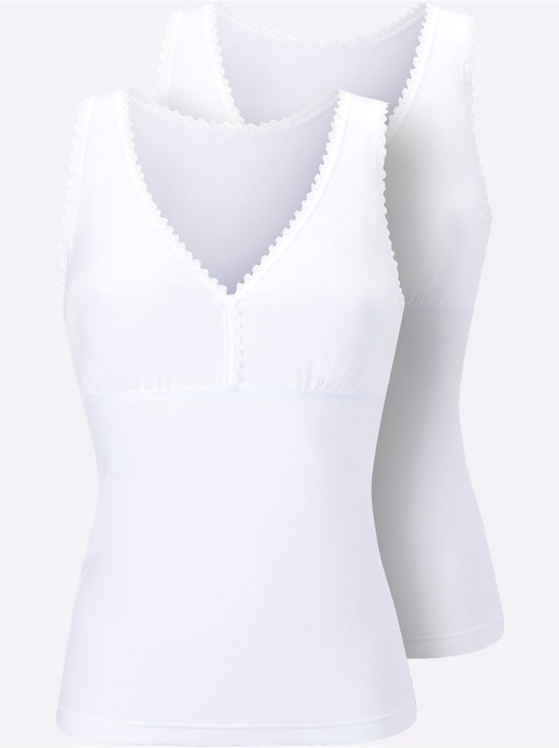 Lot de 2  - Caraco Jersey Fin - Taille Standard - Witt Blanc - Kiabi
