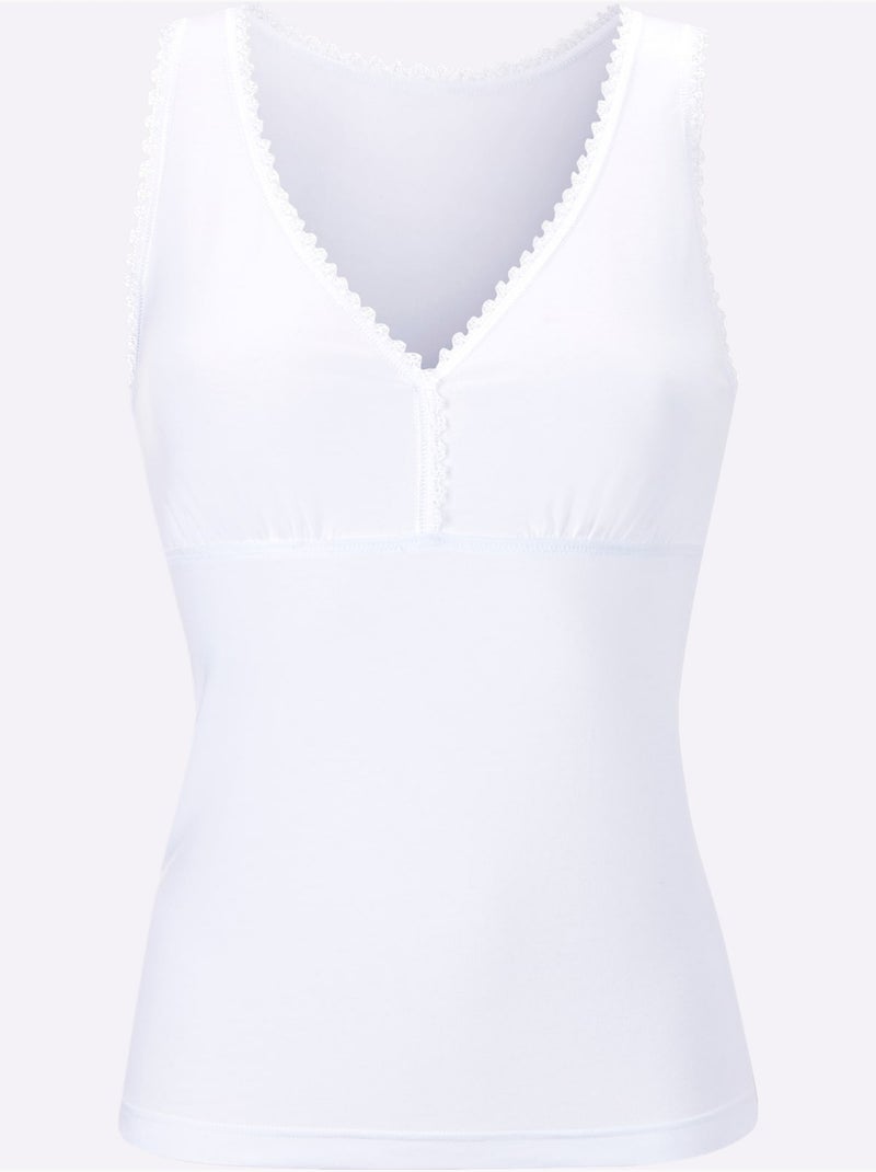 Lot de 2  - Caraco Jersey Fin - Taille Standard - Witt Blanc - Kiabi