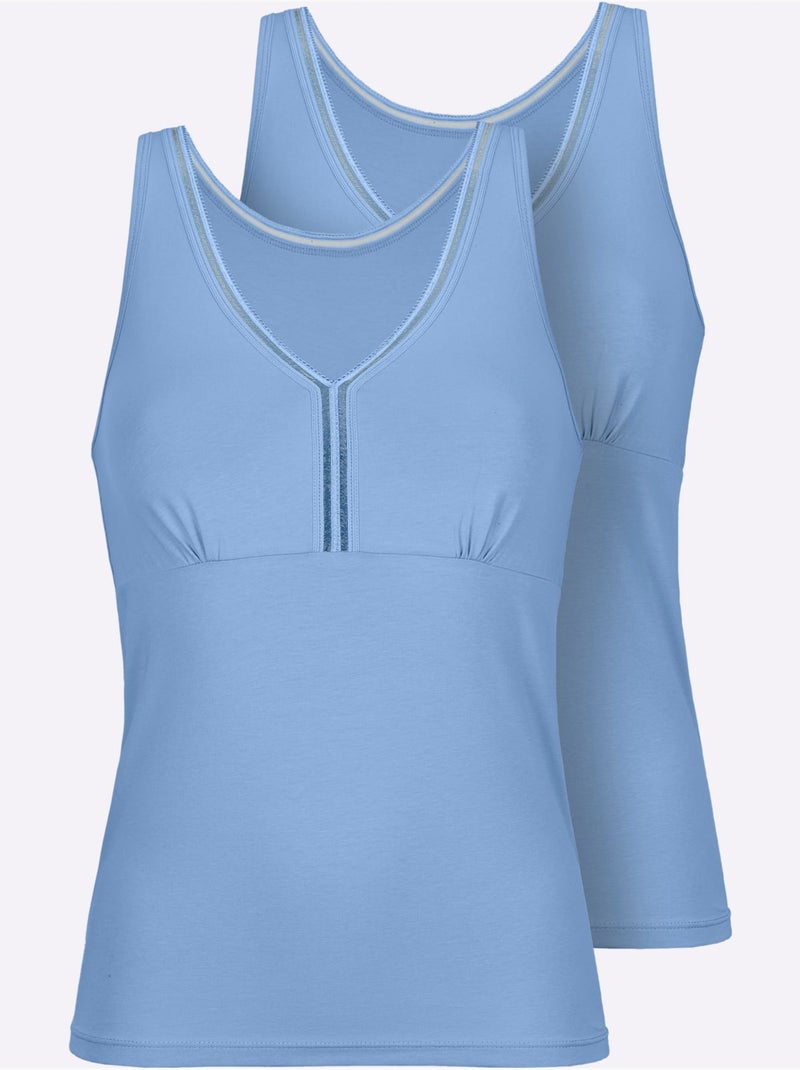 Lot de 2  - Caraco Jersey Fin - Taille Standard - Witt Bleu ciel - Kiabi