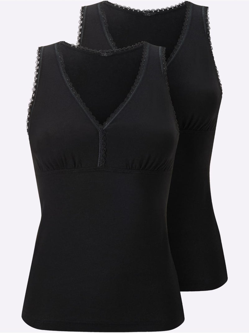 Lot de 2  - Caraco Jersey Fin - Taille Standard - Witt Noir - Kiabi