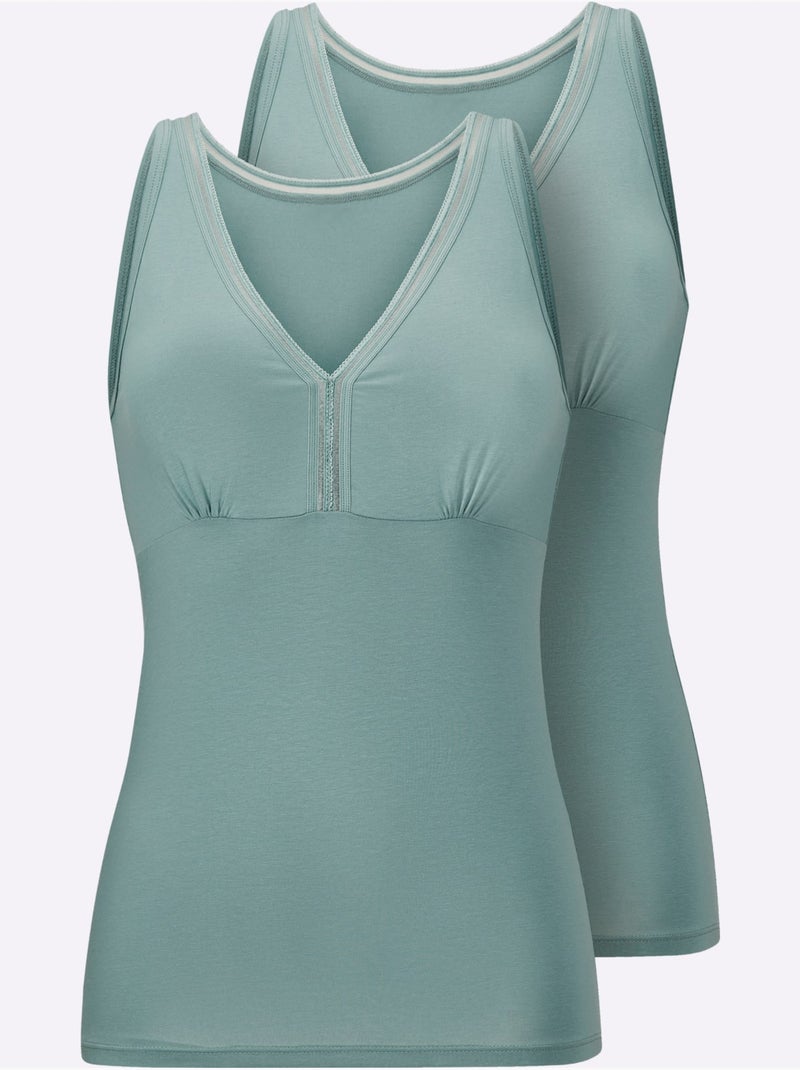 Lot de 2  - Caraco Jersey Fin - Taille Standard - Witt Vert jade - Kiabi