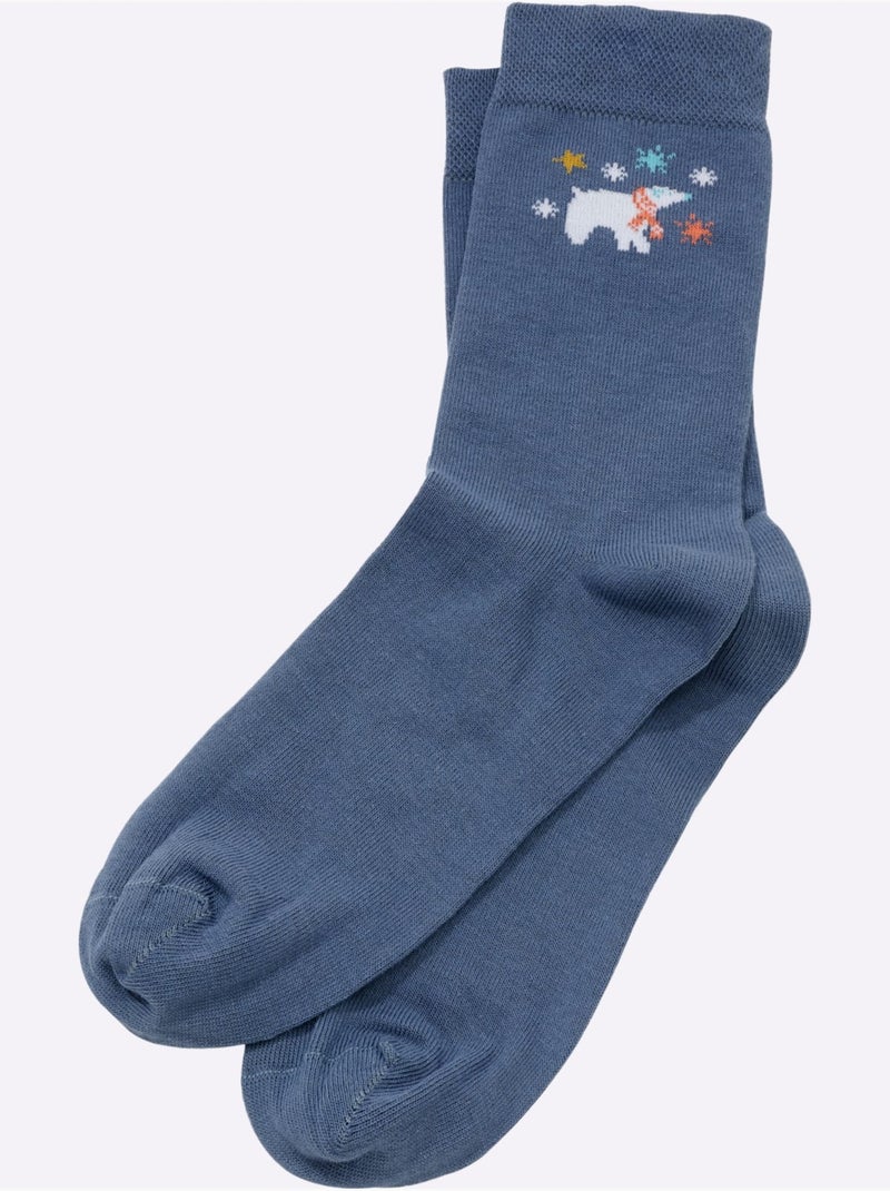 Lot de 2  - Chaussettes Qualité Coton - Taille Standard - Witt Bleu gris - Kiabi
