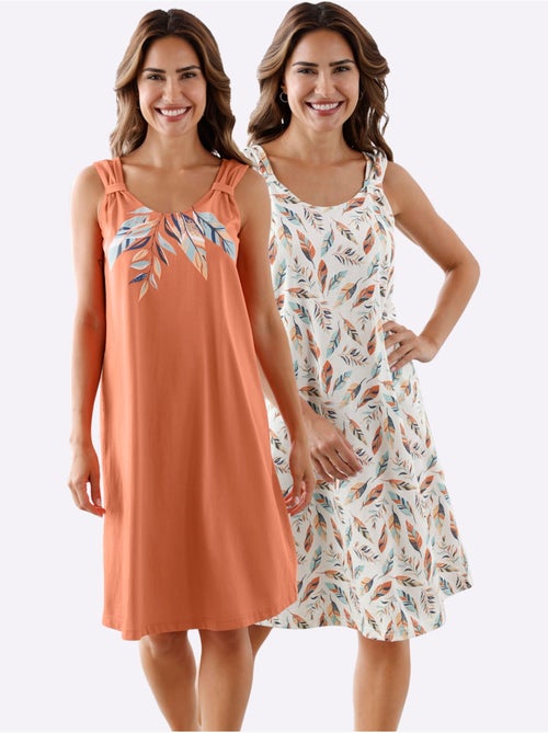 Lot de 2 - Chemise De Nuit Jersey Fin - Taille Standard - Moda Vilona - Kiabi Lot de 2 - Chemise De Nuit Jersey Fin - Taille Standard - Moda Vilona - Kiabi