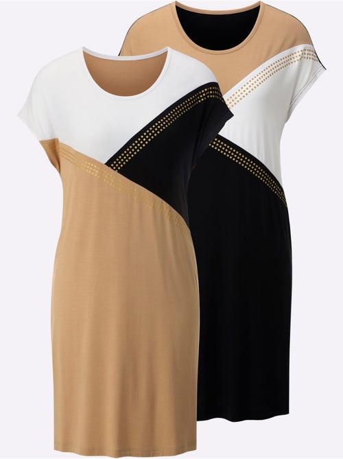 Lot de 2  - Chemise De Nuit Jersey Fin - Taille Standard - Witt - Kiabi